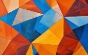 Abstraktes Gemälde aus leuchtenden geometrischen Farbflächen